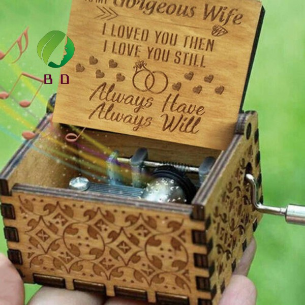 Tiktok ins To My Wife Engraved Wood Music Box Anniversary Valentines' Gifts tiktok