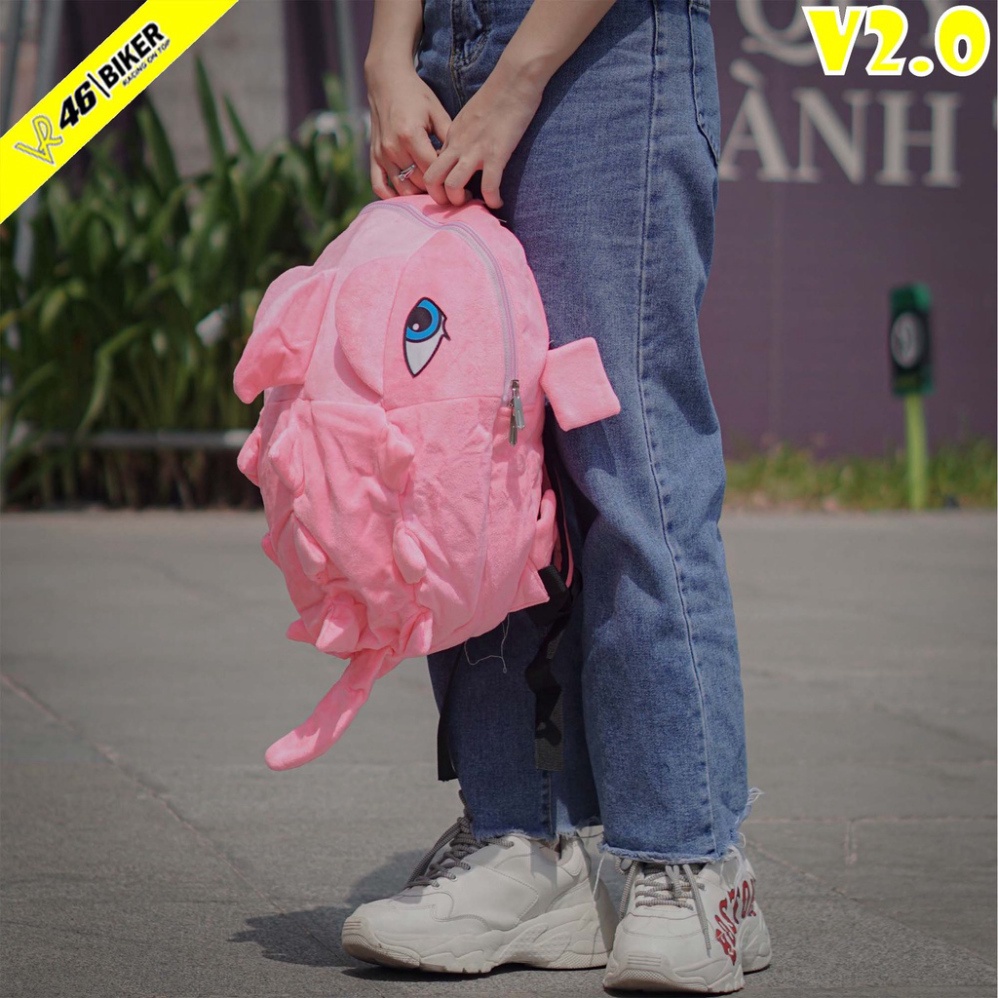 Balo Khủng Long Màu Hồng Vải Nhung Siêu Mịn - FREESHIP