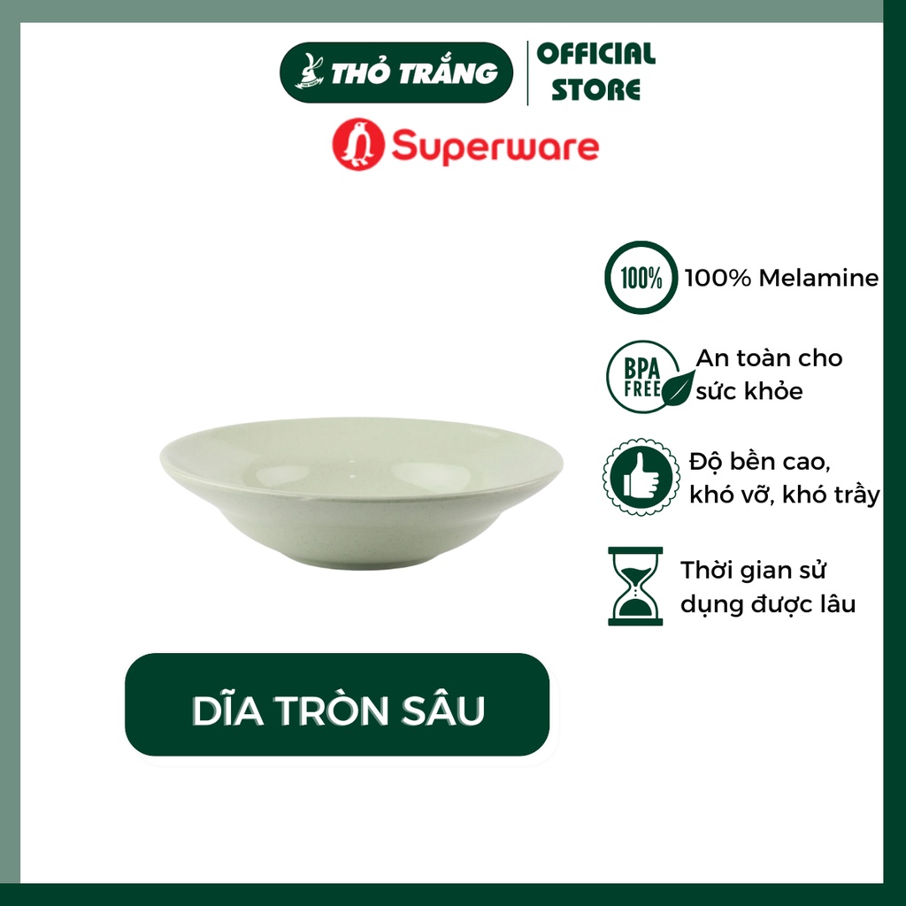 Dĩa nhựa Melamine màu xanh Srithai Superware cao cấp đa dạng mẫu mã