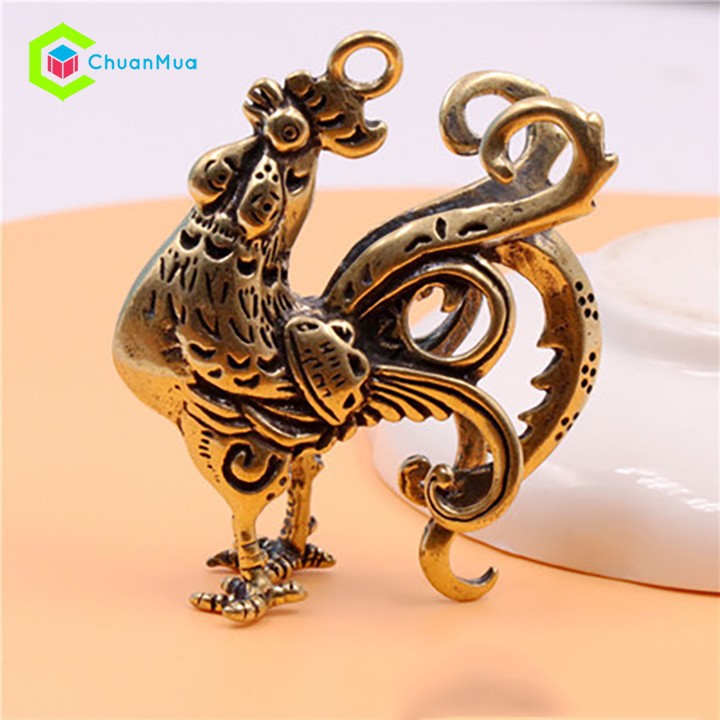 Móc khóa Kim Kê đồng thau cao cấp (Móc khóa con gà, móc khóa gà trống, móc khóa bằng đồng, giá sỉ, sưu tầm...)