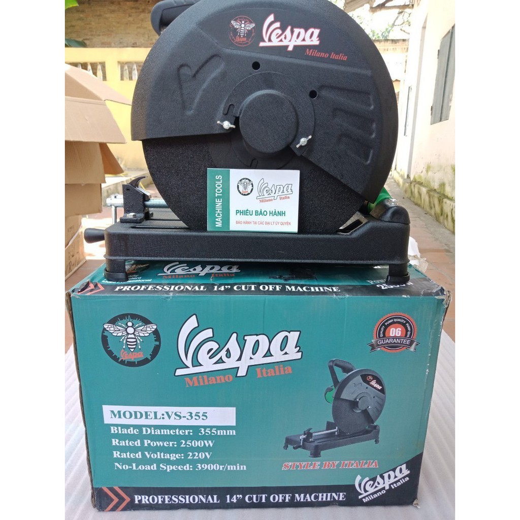 Máy cắt sắt Vespa công suất 2500W, moto dây đồng 100%, máy hoạt động mạnh mẽ đường kính đĩa cắt 355 full phụ kiện đầy đủ