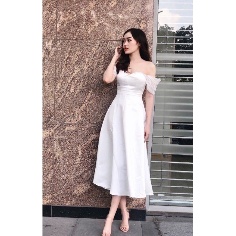 ĐẦM TRẮNG TRỄ VAI DỰ TIỆC SIÊU XINH⚡FREESHIP-MẶC LÀ XINH⚡️VÁY NỮ ĐI TIỆC SANG TRỌNG DÁNG XOÈ ,TAY LƯỚI CAO CẤP | BigBuy360 - bigbuy360.vn