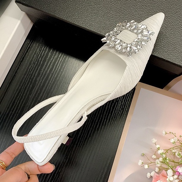 Giày cao gót bít mũi hoa đá Chị Đẹp Store, Sandal cao gót nữ 3 phân, 9 phân mã CD58