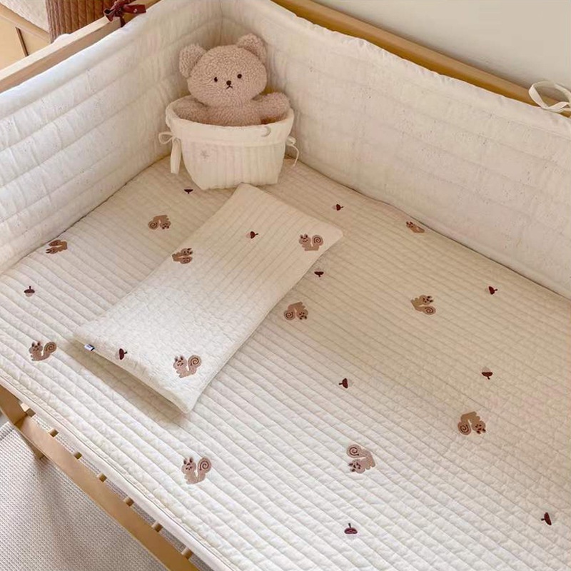Gối ngủ cotton thoáng khí thêu họa tiết xinh xắn theo phong cách Hàn Quốc dành cho bé