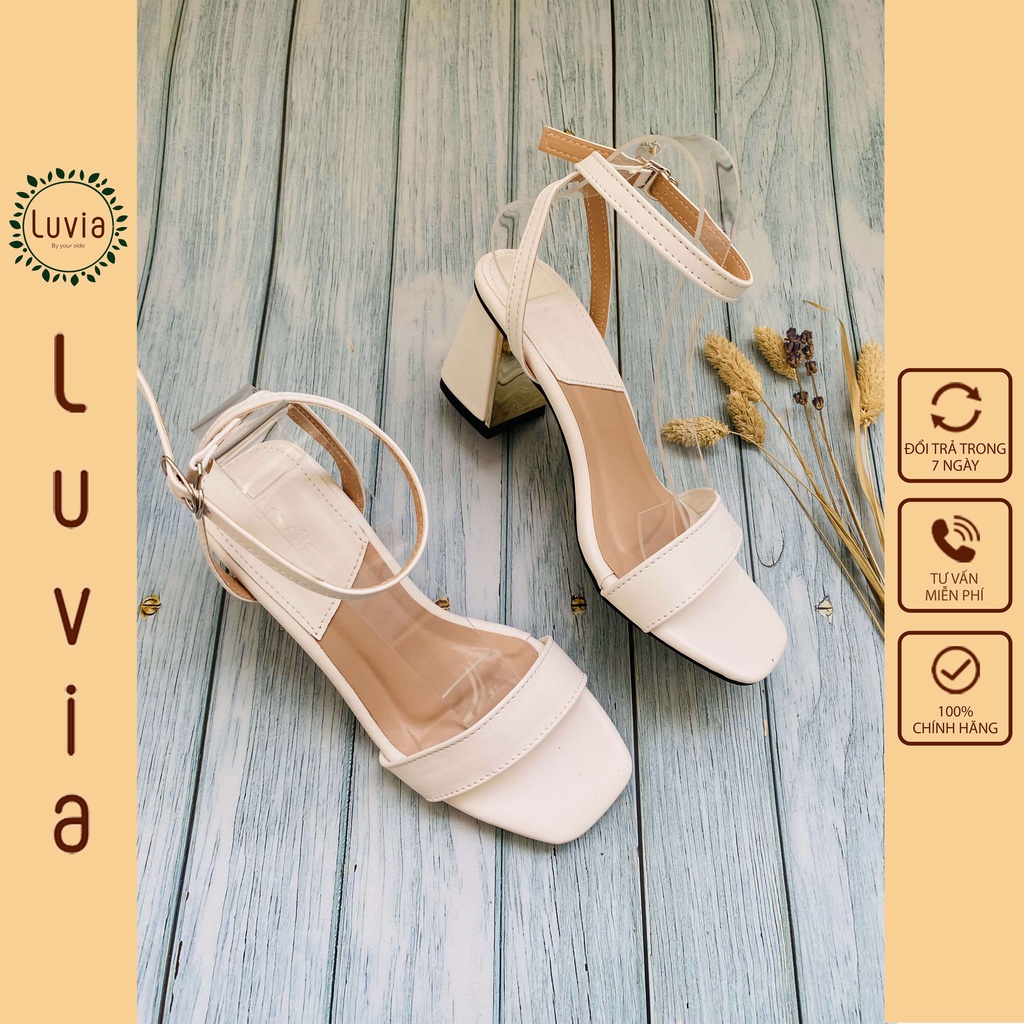 Giày sandal cao gót 7 phân gót kim loại quai ngang Luvia 40SD