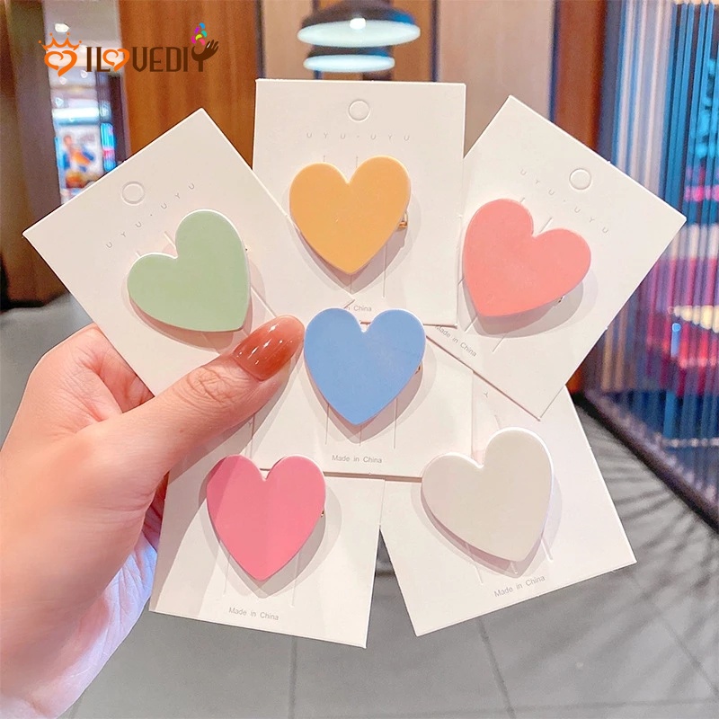 Kẹp Tóc Hình Trái Tim Màu Kẹo Phong Cách Hàn Quốc Dễ Thương Dành Cho Nữ