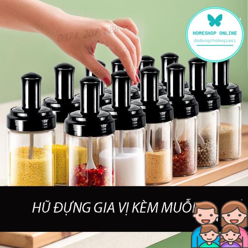 Hũ Đựng Gia Vị, Lọ Đựng Gia Vị Thủy Tinh Kèm Muỗng Tiện Lợi Gọn gàng Bán Giá Sỉ HOME SHOP ONLINE