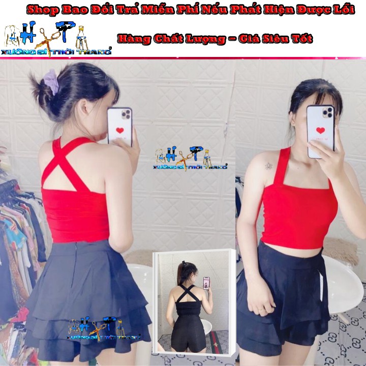 Áo Thun Nữ Croptop Kiểu Đan Dây Chéo Trước Sau Mẫu Mới Thời Trang 2020-Hàng Có Sẵn