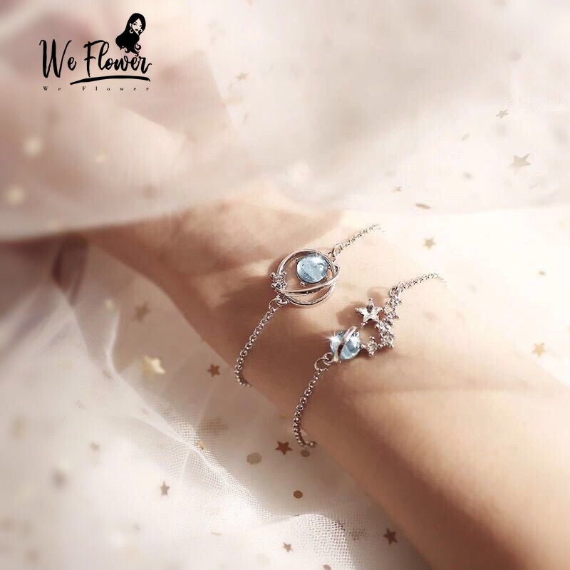 Dây Chuyền/ Vòng Đeo Tay We Flower Kim Loại Đính Đá Nhân Tạo Lấp Lánh Thời Trang Sang Trọng
