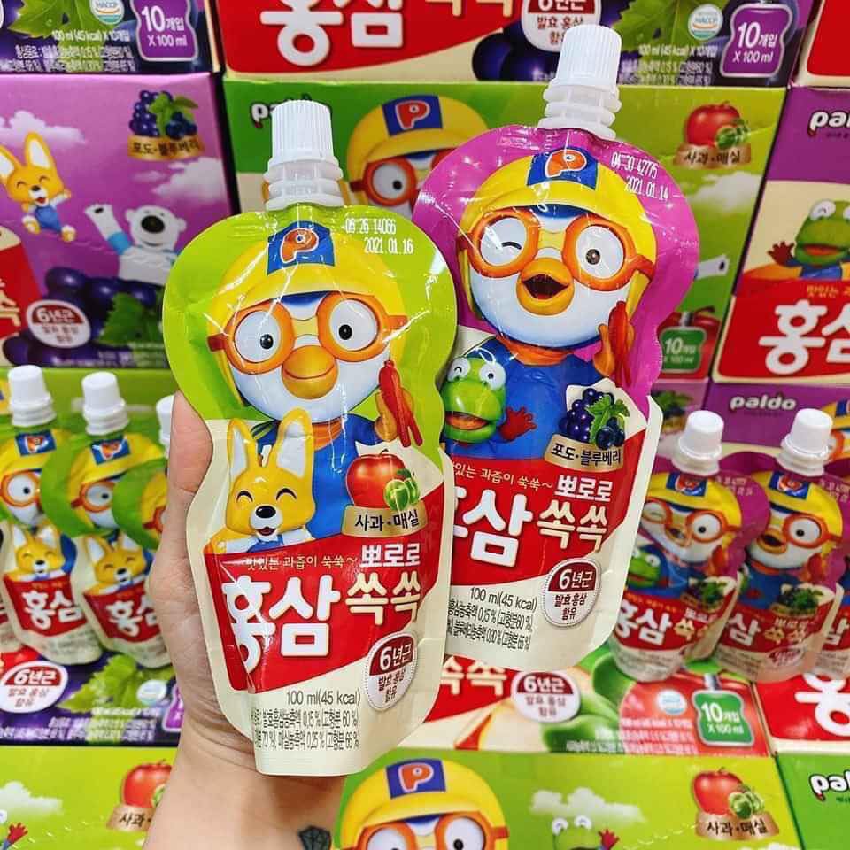 Nước hồng sâm trẻ em Hàn Quốc Pororo [ ib chọn màu]