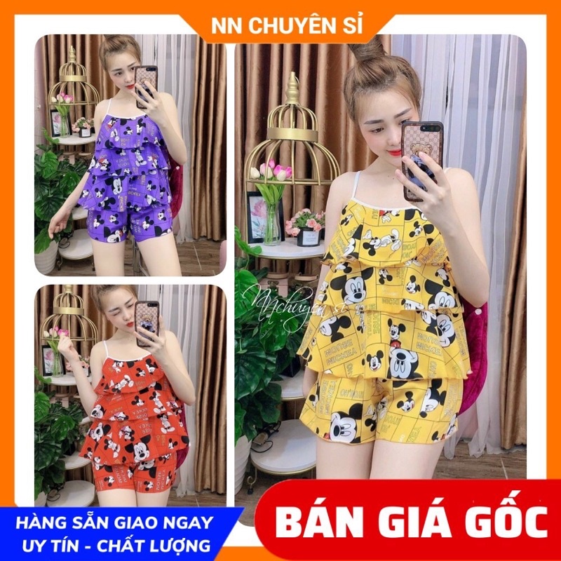 Đồ bộ nữ mặc nhà chất kate mềm in hình hoạt hình dễ thương BKT233