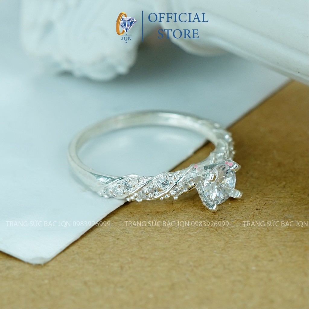 Nhẫn Bạc Nữ JQN Mẫu Mới Đính Đá Xoắn Nhỏ N06