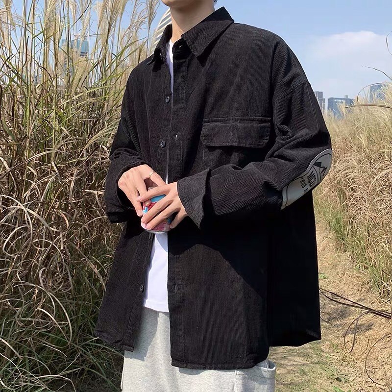 Áo sơ mi nhung dáng rộng khoác ngoài Oversize Ulzzang siêu chất ❤️