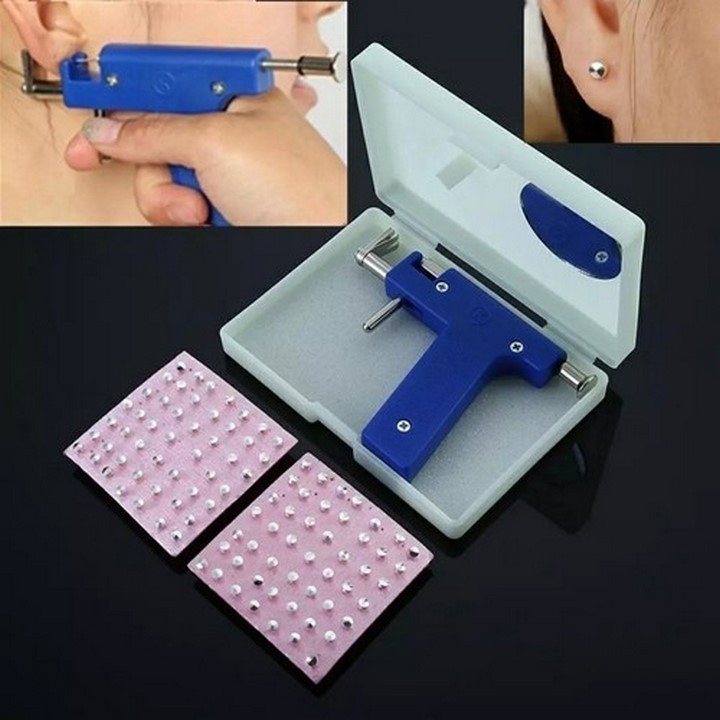Máy bấm lỗ tai piercing máy bấm khuyên tai dụng cụ bấm tai kèm 196 khuyên - DCBLT-196KHUYEN