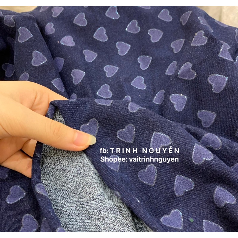 Vải da cá xanh denim trái tim MAO TRÚC