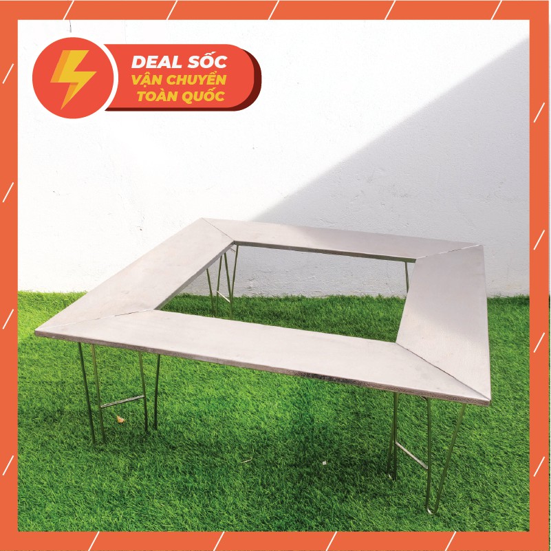 Bàn quây bếp lửa tối ưu ăn nướng BBQ T-500 - Chất liệu Inox 304 vân nhám - Siêu bền đẹp - Siêu chắc chắn