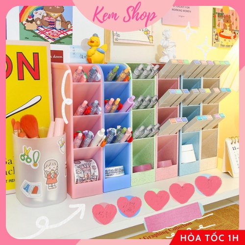 Kệ 4 tầng đa năng đựng bút, mỹ phẩm, cọ trang điểm nhiều màu siêu đẹp dễ thương - Kemshop K310