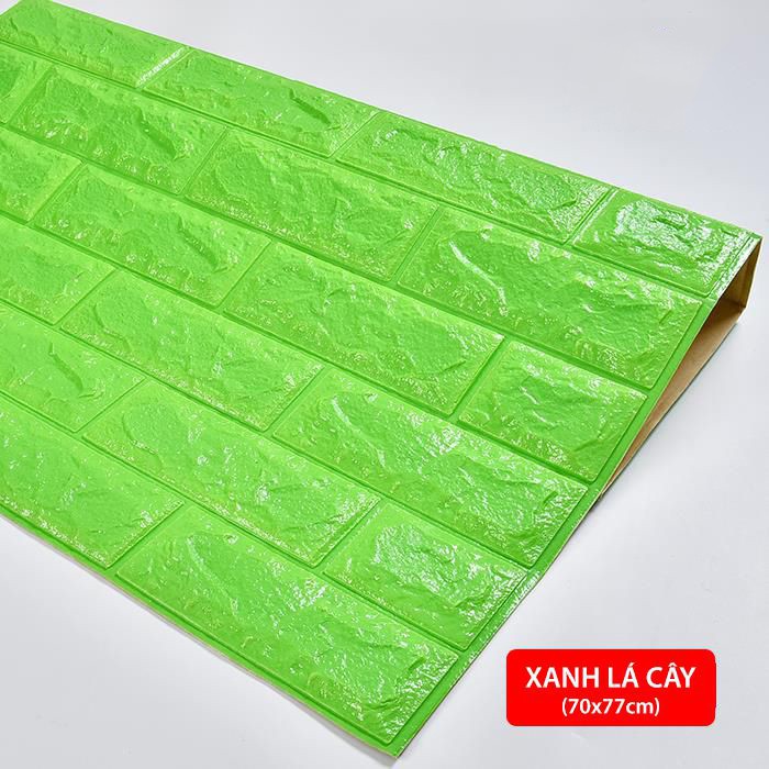 Xốp dán tường giả gạch 3D - Khổ lớn 70x77cm - Cách nhiệt, Cách âm - Có keo dán sẵn siêu chặt