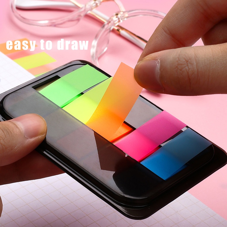 [Mới] 100 / 200 Tờ Giấy Dán Ghi Chú Trong Suốt Nhiều Màu Sắc Huỳnh Quang Có Thể Điều Chỉnh Được