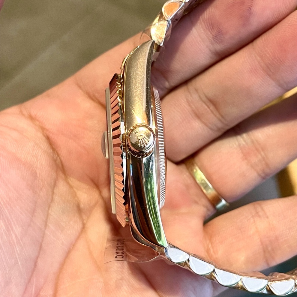 Đồng Hồ Nam RoLex Day-Date Sapphire RA033 Mặt NÂU viền đá Máy cơ Automatic Nhật