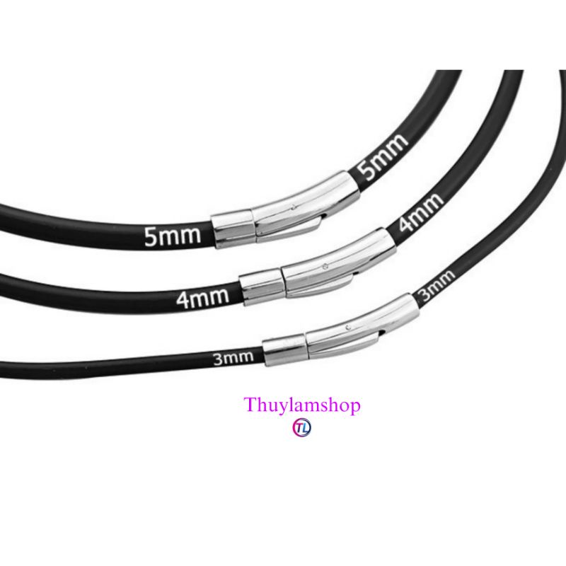 Vòng cổ nam nữ dây cao su khoá bấm inox Hàn Quốc sang chảnh bền đẹp