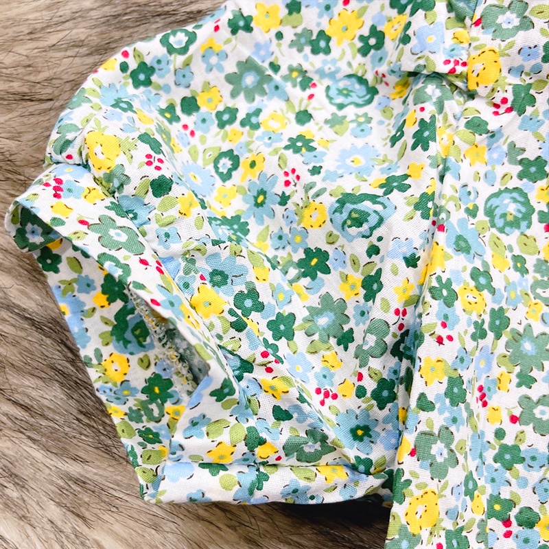 Đầm cho bé gái, Đầm hoa tay phồng cho bé 8-24kg chất thô mềm dáng xòe thắt nơ lưng và khóa kéo đáng yêu Baby-S – SD088