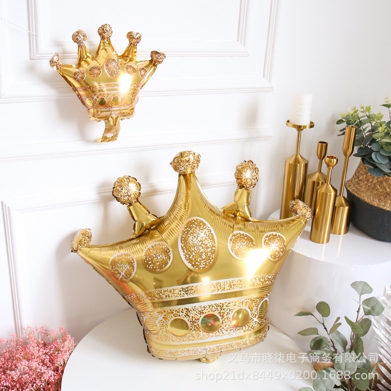Bóng nhôm hình vương miện , Bóng Bay hình Vương miện trang trí tiệc Huydecor