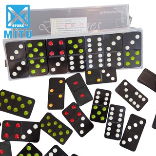 Bộ trò chơi giải trí cơ domino nhựa melamine đen fataco kèm hộp đựng cao cấp sp792