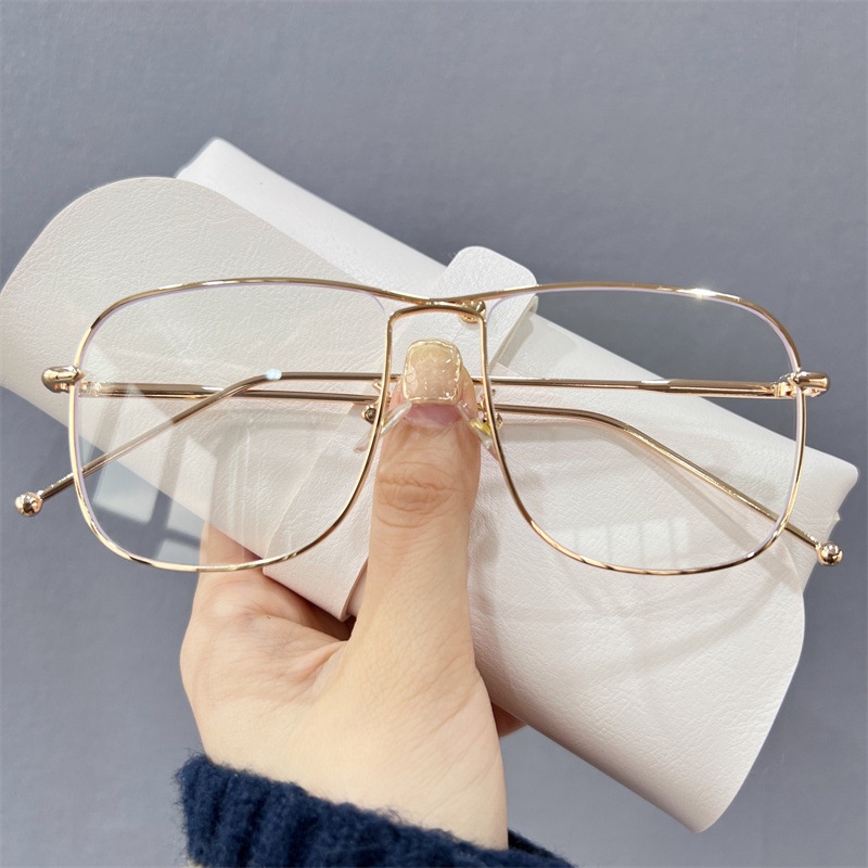 Mắt Kính Gọng Vuông Kim Loại Chống Ánh Sáng Xanh Thời Trang Retro Cho Nam Nữ