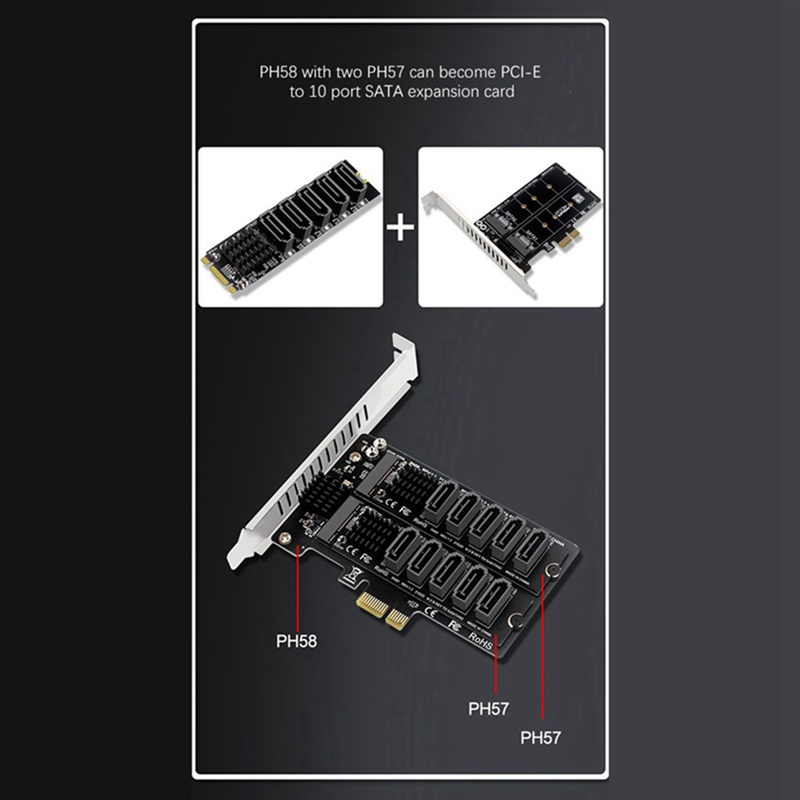 Card Mở Rộng M.2 NGFF B-Key SATA Sang SATA 5 Cổng 6Gbps JMB585 Dành Cho Ổ Cứng SSD Và HDD