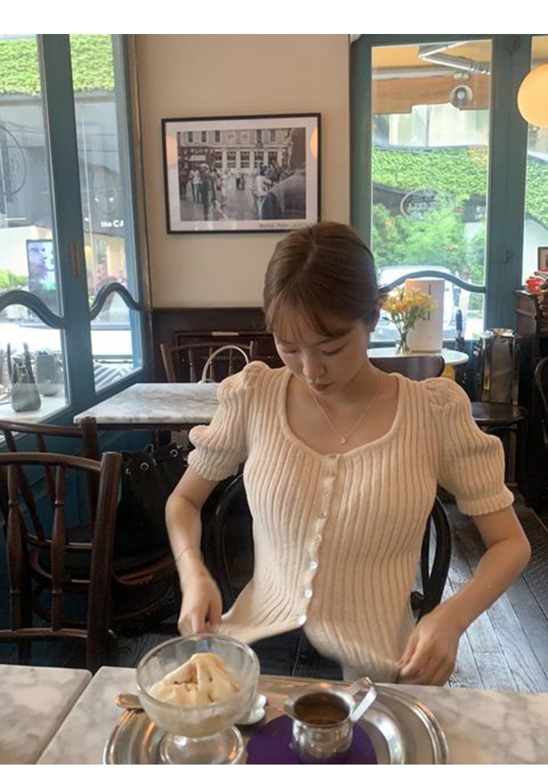 53816 Áo Dệt Kim Tay Ngắn Phồng