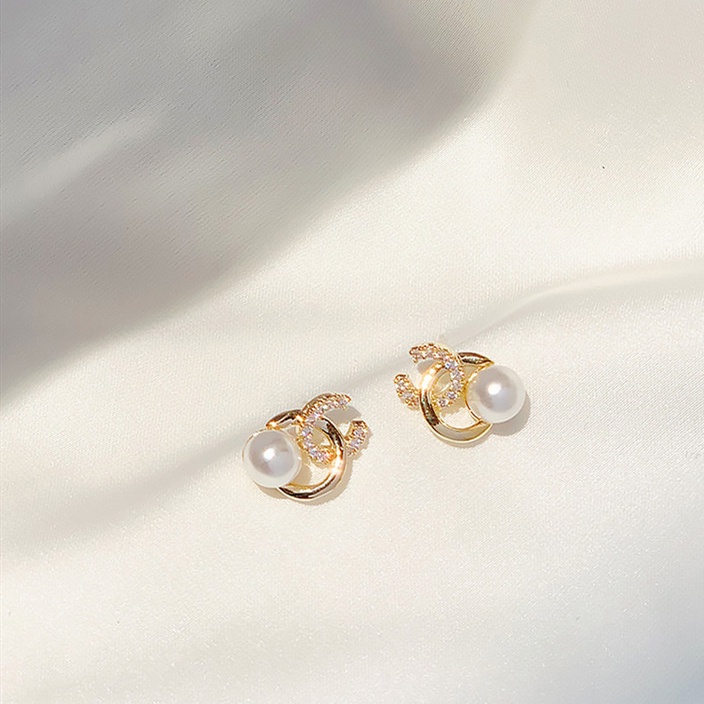 Bông tai mạ bạc 925 đính ngọc trai giả thời trang