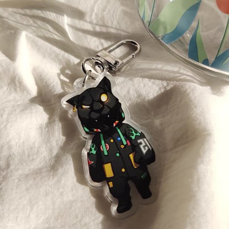 Móc khoá mica hình Báo Đen siêu cưng_Wang Yibo