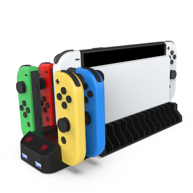 Dock Sạc Đứng Kèm Ngăn Đựng Thẻ Game Cho Tay Cầm Switch Oled Joy Con