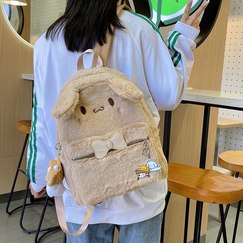 SANRIO Ba Lô Đi Học Hình Mặt Cười Tai To Nhồi Bông Dễ Thương