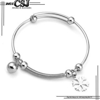Vòng tay inox nữ hoa tuyết cực xinh giá rẻ không đen