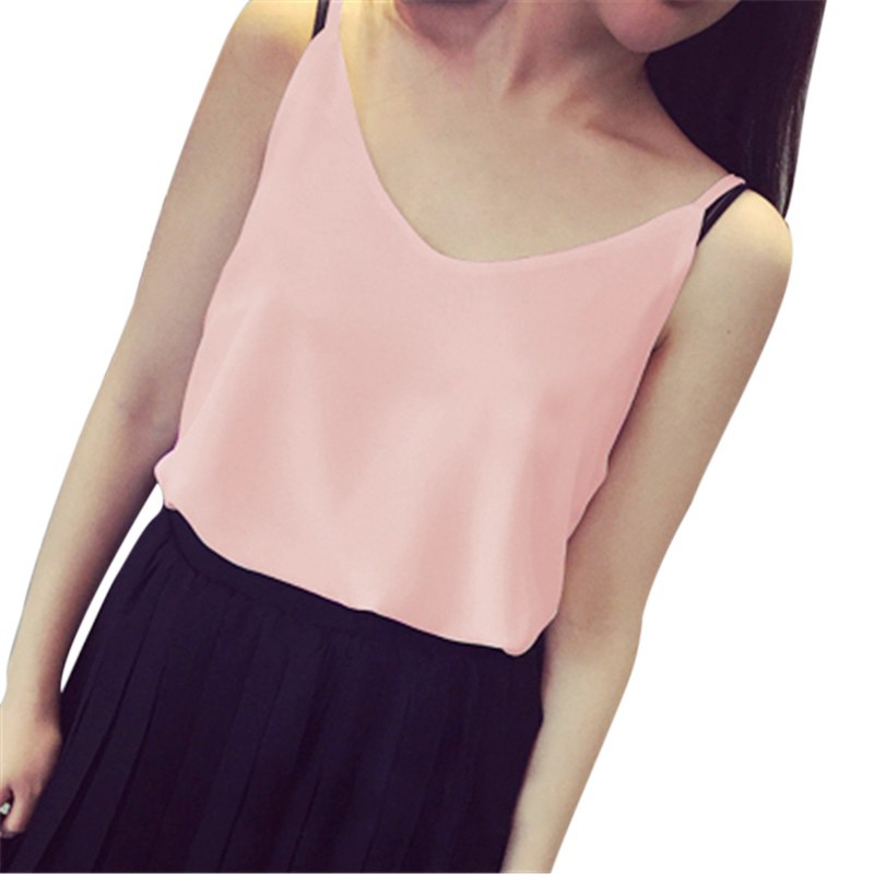 Áo hai dây cổ chữ V vải chiffon thời trang dành cho nữ