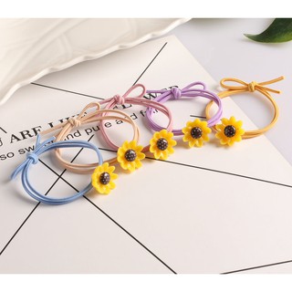 Thun buộc tóc cột tóc hoa hướng dương nhựa cứng