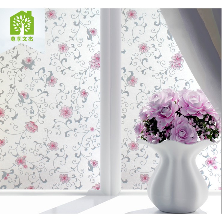 5M Giấy Dán Kính họa hoa hồng không cần keo - khổ 0.45m - DK007