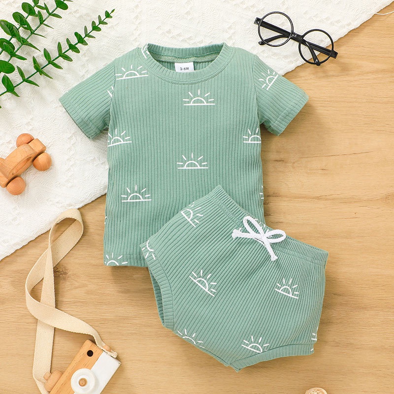 Bộ Đồ Quần Áo Bé Trai Áo Thun Tay Ngắn Và Quần Short Set Mùa Hè Cho Bé Trẻ em Sơ Sinh 0-24 Tháng