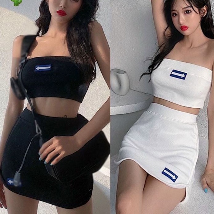 Sét chân váy và áo ống mũi tên( có may quần trong)