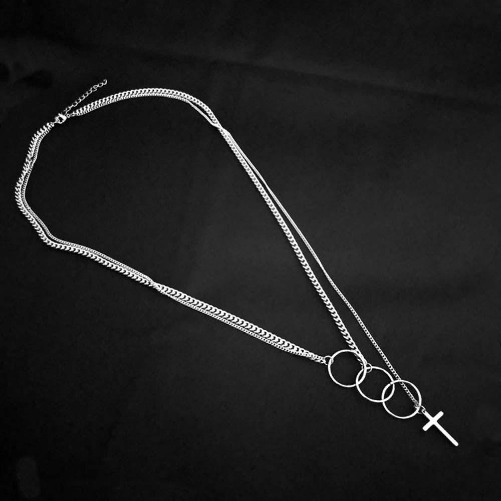 Vòng Cổ Choker Hai Lớp Mặt Tròn Bằng Kim Loại Thời Trang Cho Nữ
