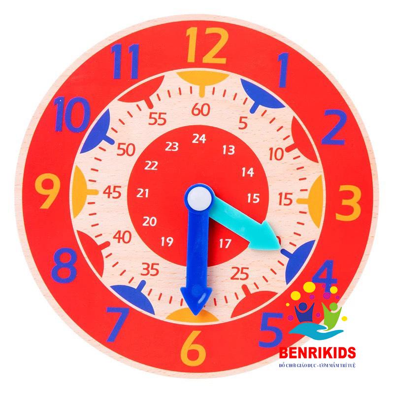 Đồng Hồ Gỗ Benrikids Tích Hợp 3 Chức Năng Cơ Bản Cho Bé