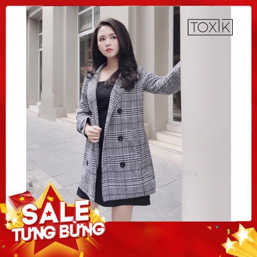 Áo khoác dạ kẻ vải dạ hàn cao cấp trẻ trung sang trọng (hàng loại 1 có đai tay) | BigBuy360 - bigbuy360.vn