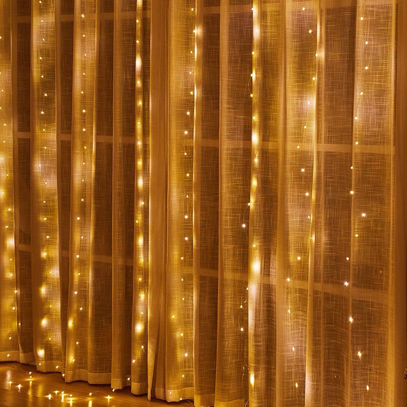 Đèn thả mành đom đóm Đèn thác nước dây đồng trang trí rèm cửa decor nhà cửa sự kiện Đèn thả mành decor rạp cưới siêu đẹp