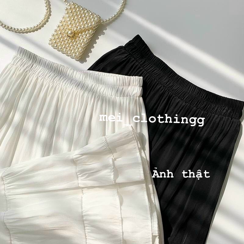 [Ảnh thật/video] Chân váy tầng trắng/đen dày dặn hai lớp/ chân váy basic
