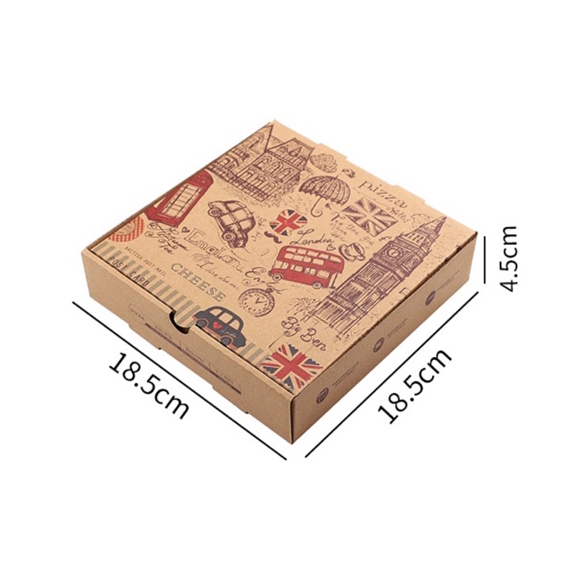 Hộp Đựng Bánh Pizza Cao Cấp Hình Nước Anh size 18.5cm