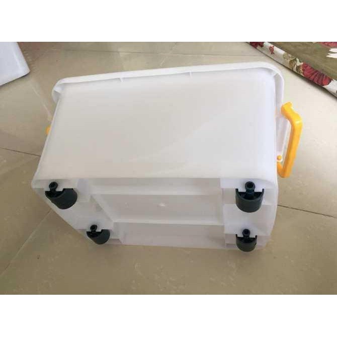 Lô 5 Thùng Nhựa Cao Cấp Duy Tân Có Bánh Xe 30L (52 x 32 x 27.5 cm) No.750 - TẶNG KÈM KHAY ÚP LY