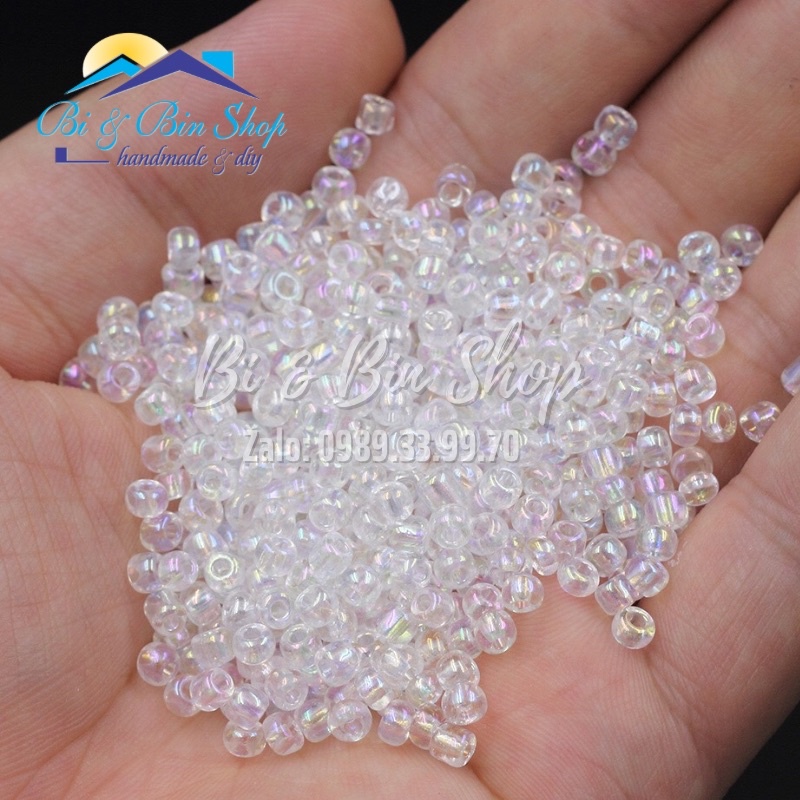 90g Hạt Cườm 3mm Màu Ánh Cừ Đính Kết Trang Phục Thời Trang
