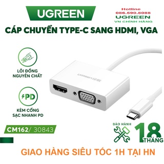 Cáp chuyển usb type c to hdmi/vga full hd 3d 4kx2k ugreen 30843 - hàng chính hãng